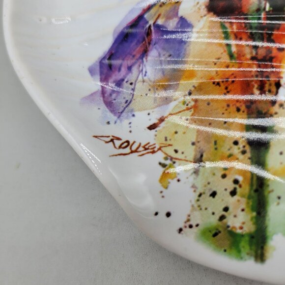 Dean Crouser Ceramic Spoon Rest Abstract Purple Iris Design - Picture 6 of 8